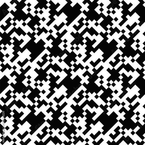 Seamless random diagonal black and white pattern background - monochrome vector graphic design