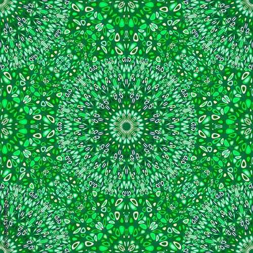 Green seamless boho petal mandala ornament pattern background - abstract vector art