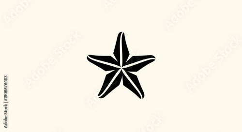 Fotografie Black starfish silhouette against cream