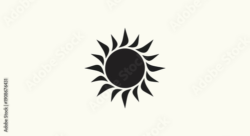 Black sun symbol on white background