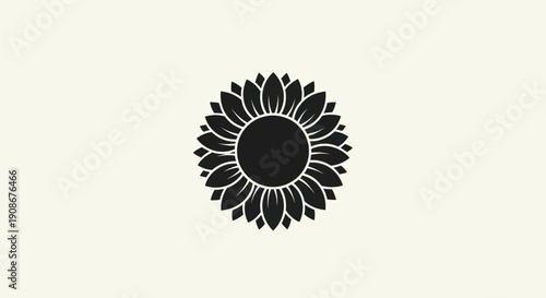 Black sunflower silhouette on cream background