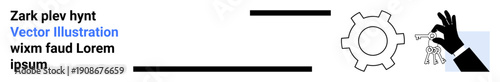 Hand holding keys approaching a gear, symbolizing innovation, solutions, opportunities, and progress through unlocking potential. Ideal for teamwork, creativity, leadership, startups launch simple