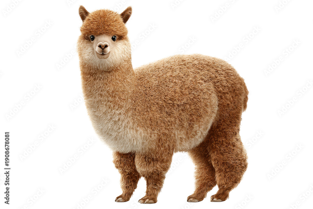 Naklejka premium Alpaca Cat Isolated on Transparent Background.