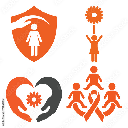 Maio Laranja child protection and abuse prevention awareness icon bundle