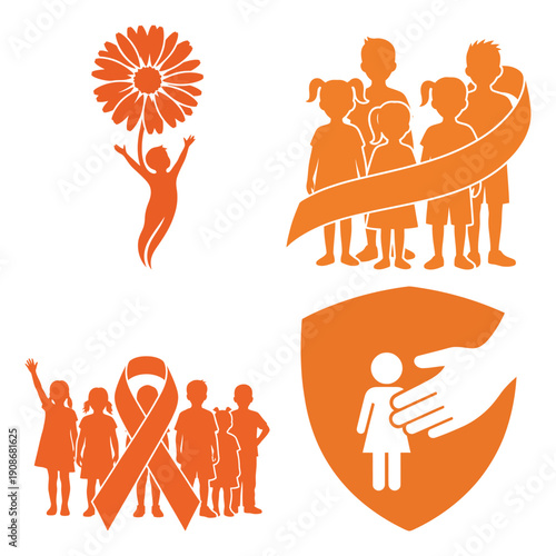 Maio Laranja child rights and protection awareness symbol icon pack