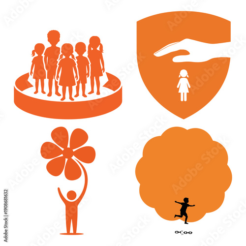 Maio Laranja stop child exploitation and abuse awareness icon bundle