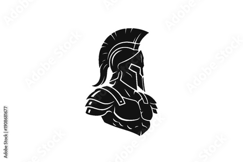 Spartan's Resilience: A powerful illustration of a Spartan warrior, embodying strength, courage, and ancient military prowess, stands resolute against a stark backdrop.