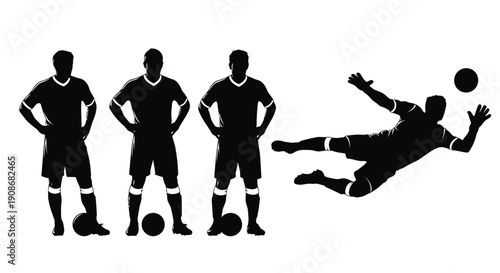 A diverse vector illustration featuring a group of black business people silhouettes, including a businessman and woman, alongside an evolution of people in sport, dance, and family life