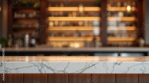 Blurred bar interior with marble counter background scene