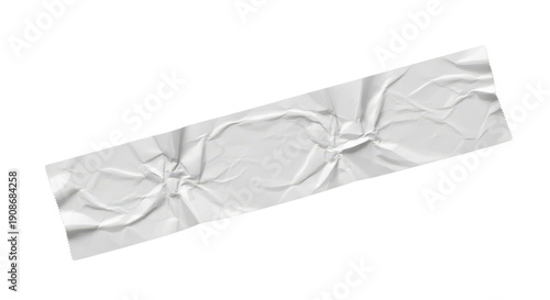 Blank compressed tape strip mockup, smashed texture, diagonal layout, flattened wrinkles, isolated on white background,