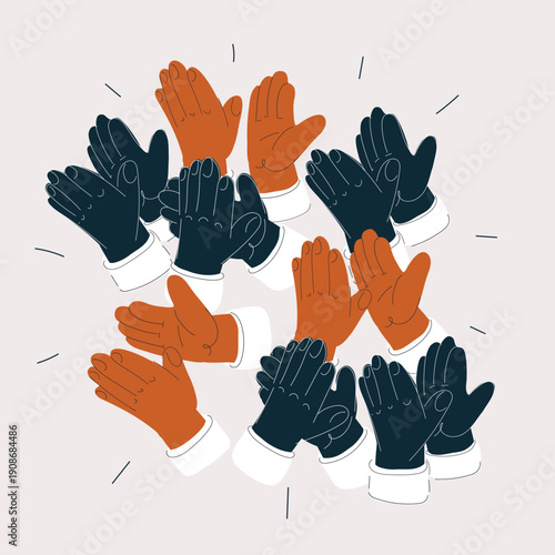 Cartoon vector illustration of hands clapping, symbolizing applause, appreciation, and recognition