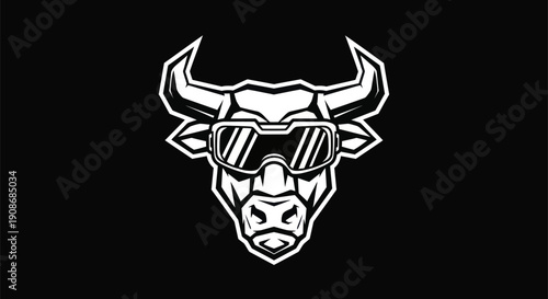 Wallpaper Mural Bull head wearing goggles vector illustration Torontodigital.ca