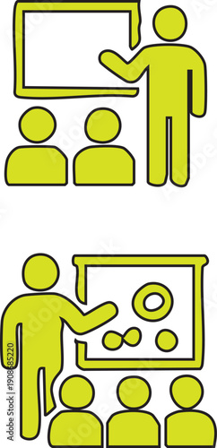Vector illustration of a business person with speech bubbles as a communication symbol for a social network team and internet community concept.