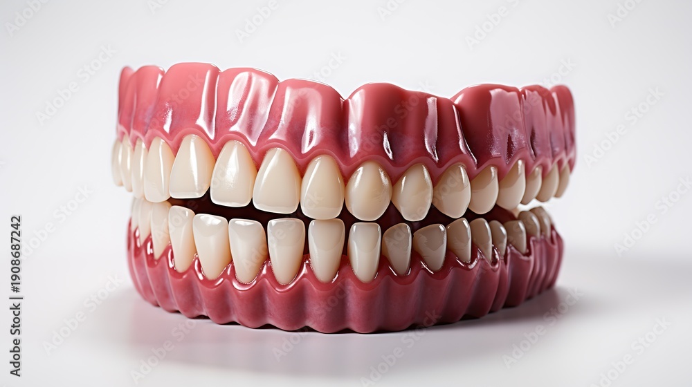 Obraz premium Detailed Denture Model Showing Perfectly Defined Teeth and Gum Structure