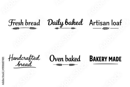 Freshly baked artisan bread labels with decorative text emblems