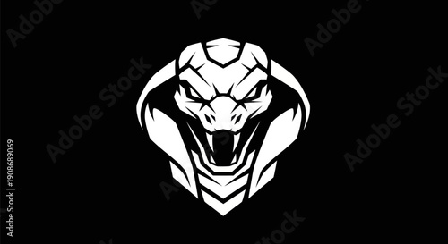 Cobra head silhouette on black background