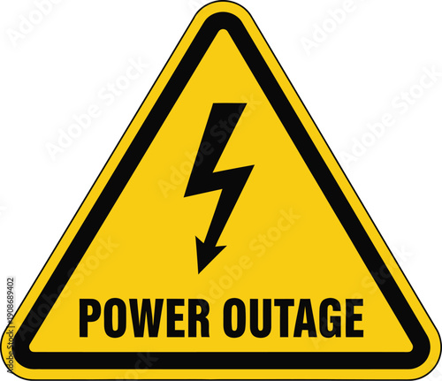 Warning sign showing electrical hazard and power outage risk