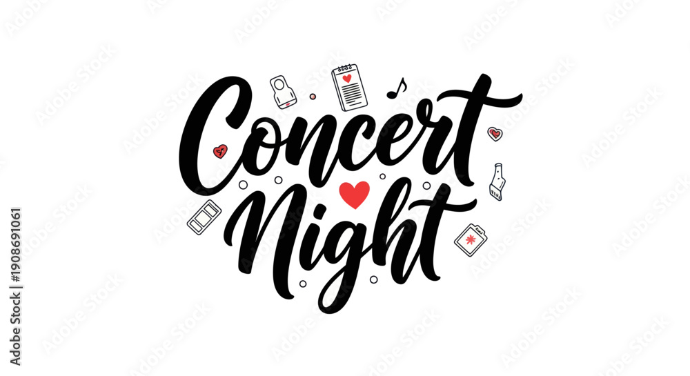 Fototapeta premium Concert night calligraphic typography on white