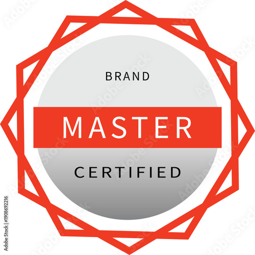 Brand Master Certified badge award emblem for business excellence and achievement vector illustration for recognition and quality assurance