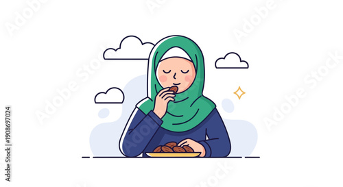 Peaceful Muslim Woman Enjoying Date with Hijab Outdoors