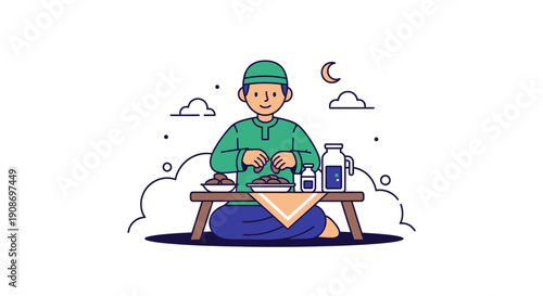 Young person practicing meditation outdoors at twilight