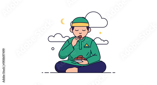 Young Man Meditating in Peaceful Outdoor Setting