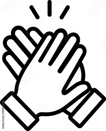 Clapping Hands Cartoon Icon vector silhouette black and white cricut design