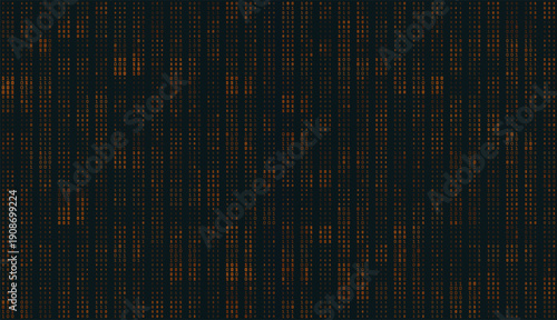 A sprawling horizontal array of amber and orange binary digits. The organized vertical columns create a dense field of data, suggesting the high-performance throughput of a modern server farm or a syn