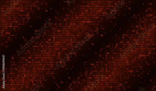Luminous orange and red digits surge through a scorched black void. This fiery digital tapestry captures the intense energy of a processing core, where binary sequences flicker like embers in a high-p