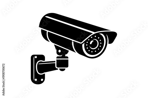 High-definition black bullet-style CCTV security camera icon for professional surveillance systems. Ideal for home, business, and public area monitoring, offering reliable video recording and threat d