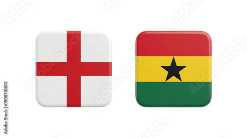 England and Ghana flags representing an international soccer match rivalry.