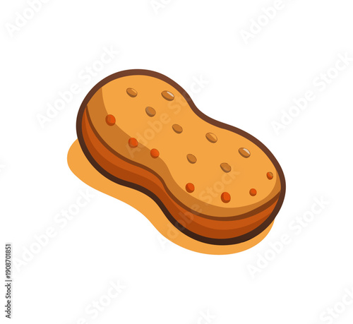 A fresh raw meat steak and sausage with a brown dog bone biscuit treat are isolated on a white background in this healthy food nutrition illustration vector