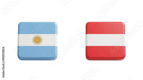 Glossy icons displaying Argentina and Austria flags representing an international soccer match.