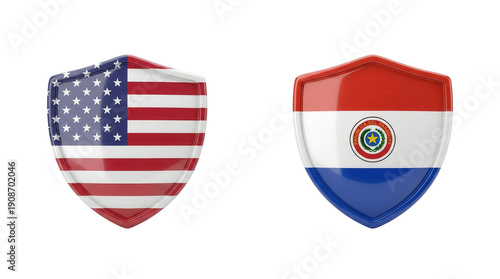 United States and Paraguay flags symbolizing an international soccer match rivalry.