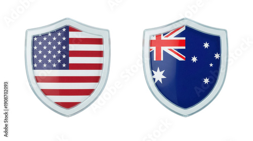 United States and Australia flags symbolizing an international soccer match rivalry.