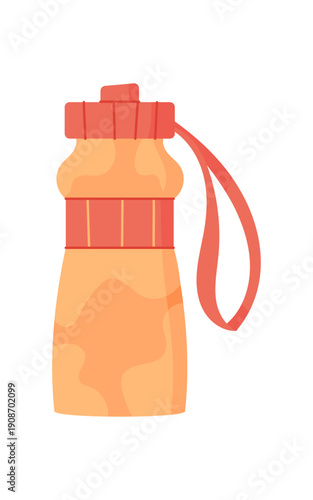 Flat cartoon fitness sipper bottle for workout and gym. Durable water equipment and health accessory for exercise sport. Essential tool supporting a healthy lifestyle, ideal fitness enthusiasts gym