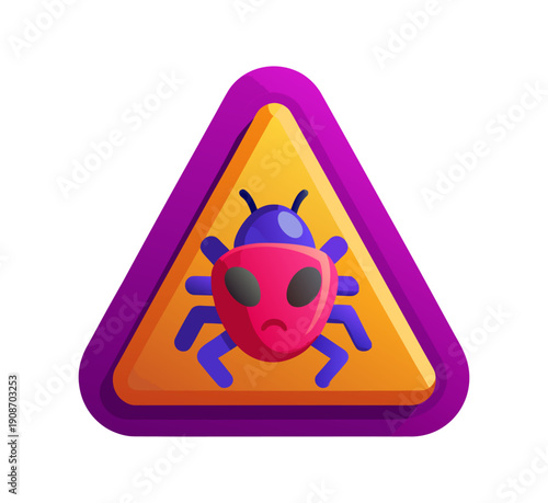 Vector illustration of a lotus flower on a white background designed as a yellow triangle safety sign to warn of toxic biohazard risk and chemical danger