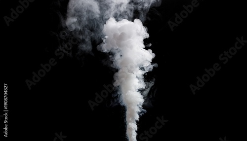 Vertical Plume Of White Smoke Rising Against Black And Transparent Backgrounds