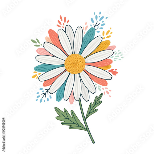 Whimsical Daisies with Colorful Splashes for Spring Decor