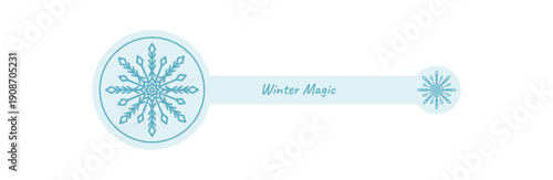 Winter snowflake outline sticker creates an icy blue ornament as a seal for package or christmas box. Frost and cold element bring a snowy mood, perfect as an icy blue sticker for festive season and
