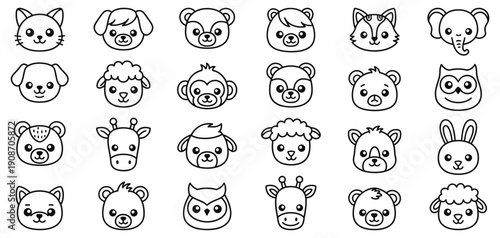 Collection of kawaii animal avatars
