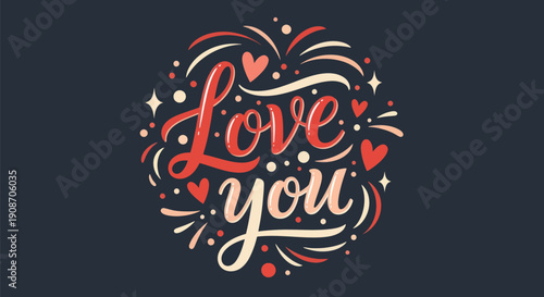 Decorative love you message illustration