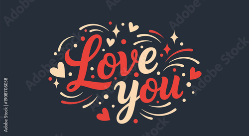Decorative love you text design