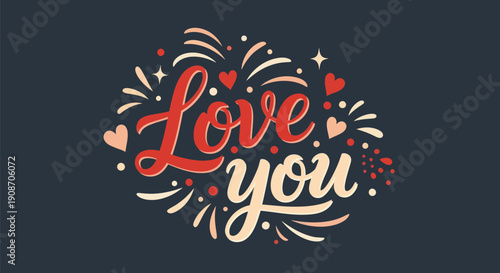 Decorative love you text design