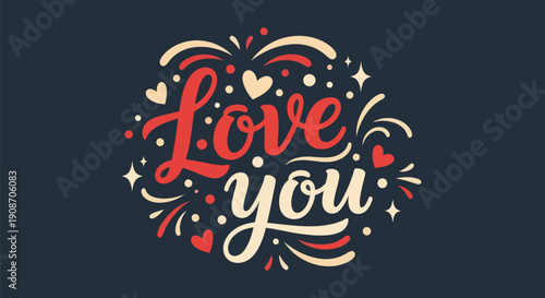 Decorative love you text design