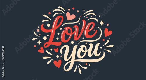 Decorative love you text design
