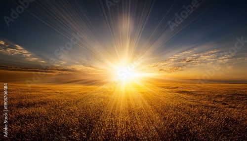 Sun Light Effect With Lens Flare And Bright Sunbeam