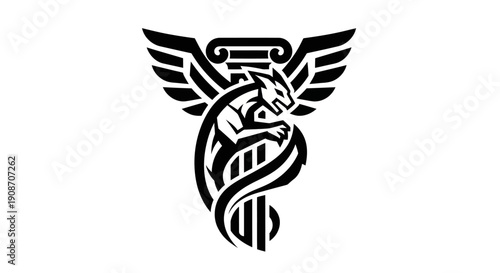 Stylized heraldic creature emblem design