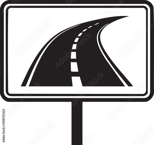 Single Motorway Freeway Symbol Sign Silhouettes Isolated on White Background