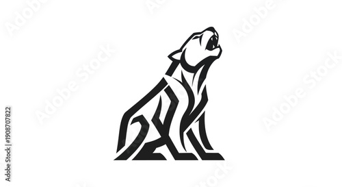 Stylized howling wolf graphic design
